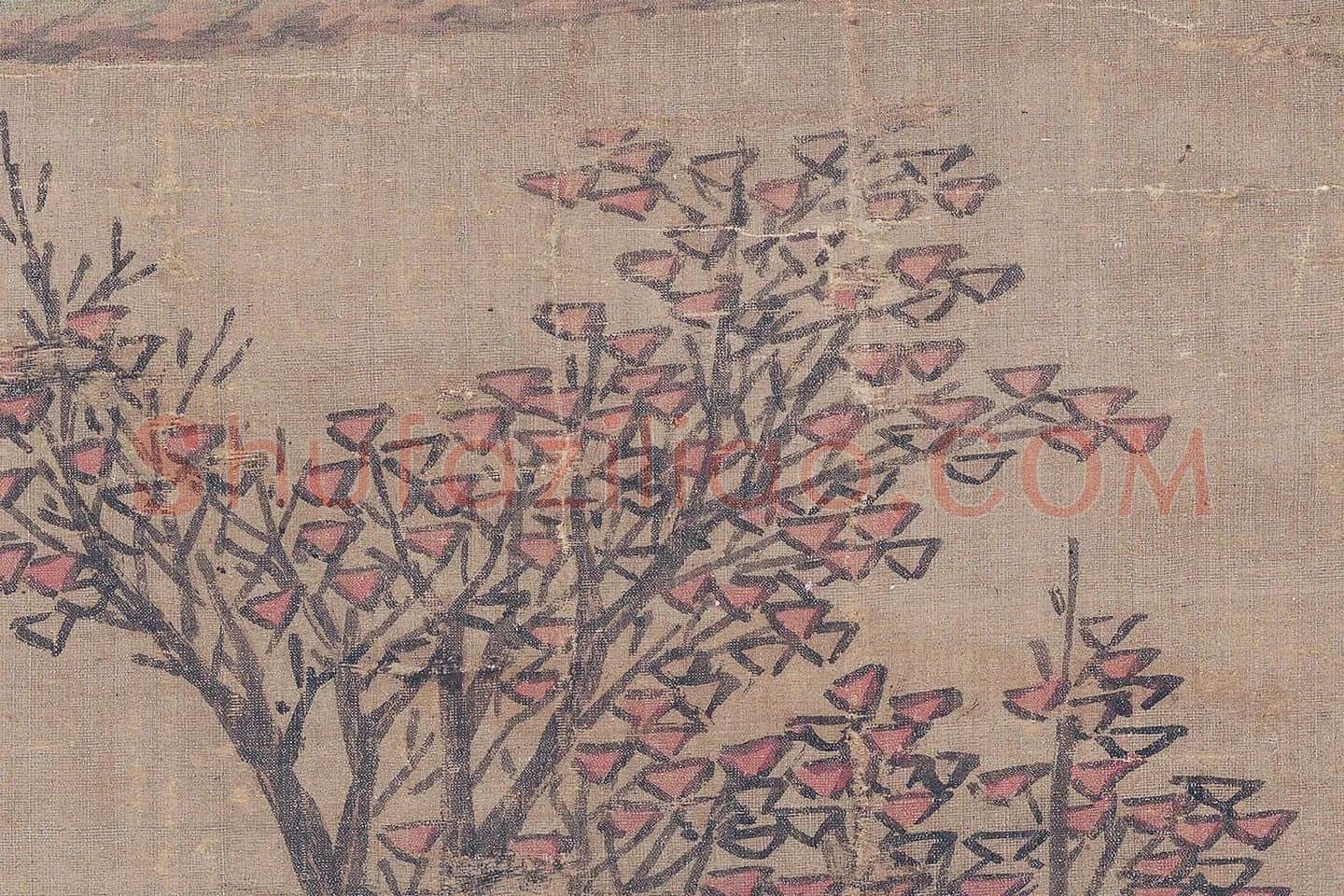 沈周小青绿山水《青山红树图》高清大图局部 (5)