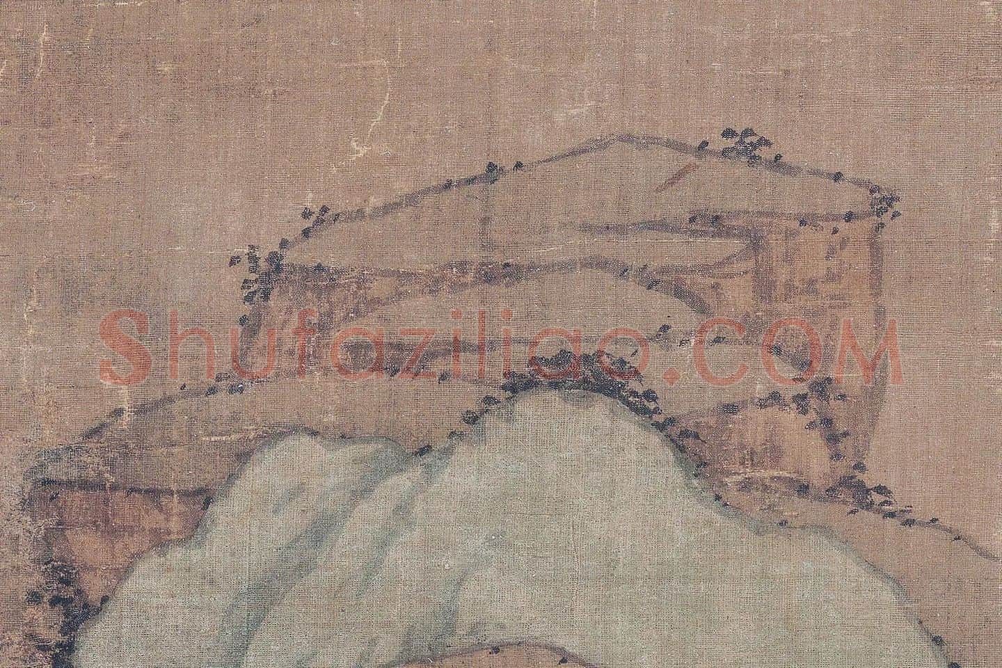 沈周小青绿山水《青山红树图》高清大图局部 (11)