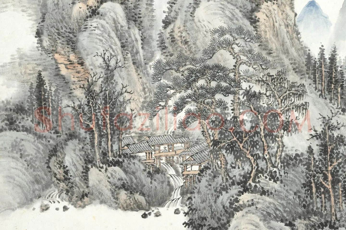 张石园《仿江贯道山水》局部 (2)