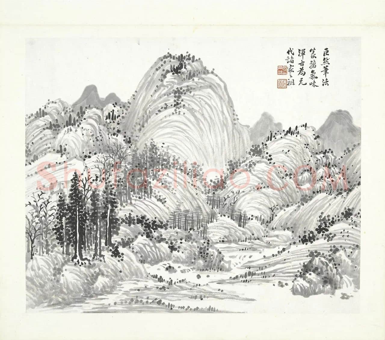 张石园《​​​​​​​仿巨然山水》