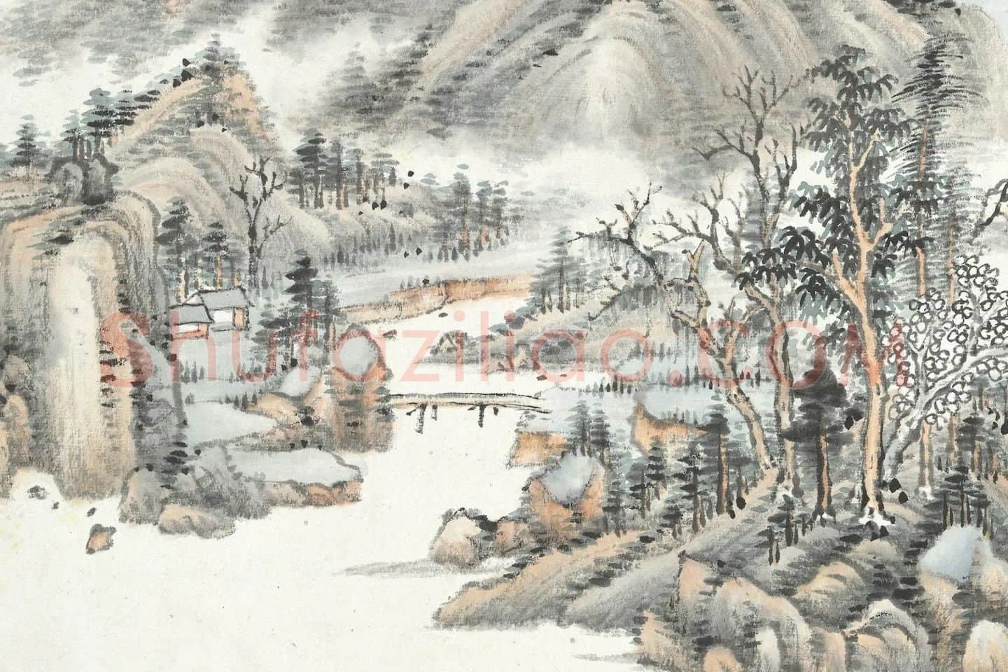 张石园《仿大痴秋山山水》局部 (2)