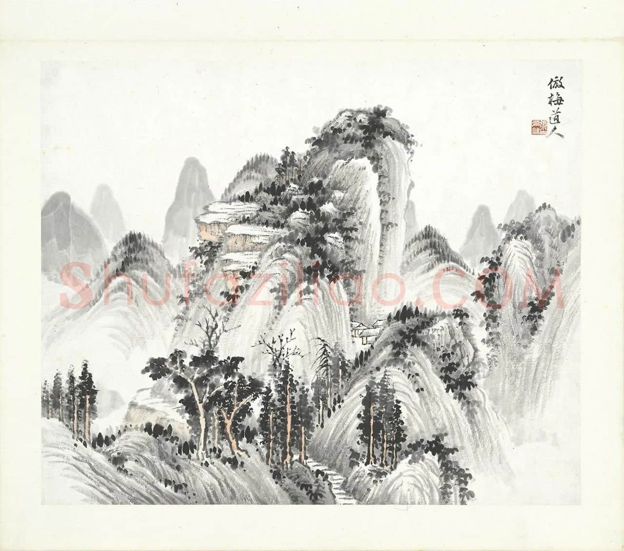 张石园《仿梅道人山水》页