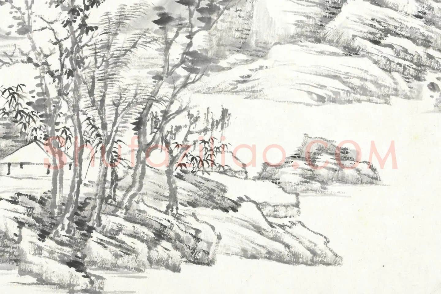 张石园《仿云林山水》局部 (1)