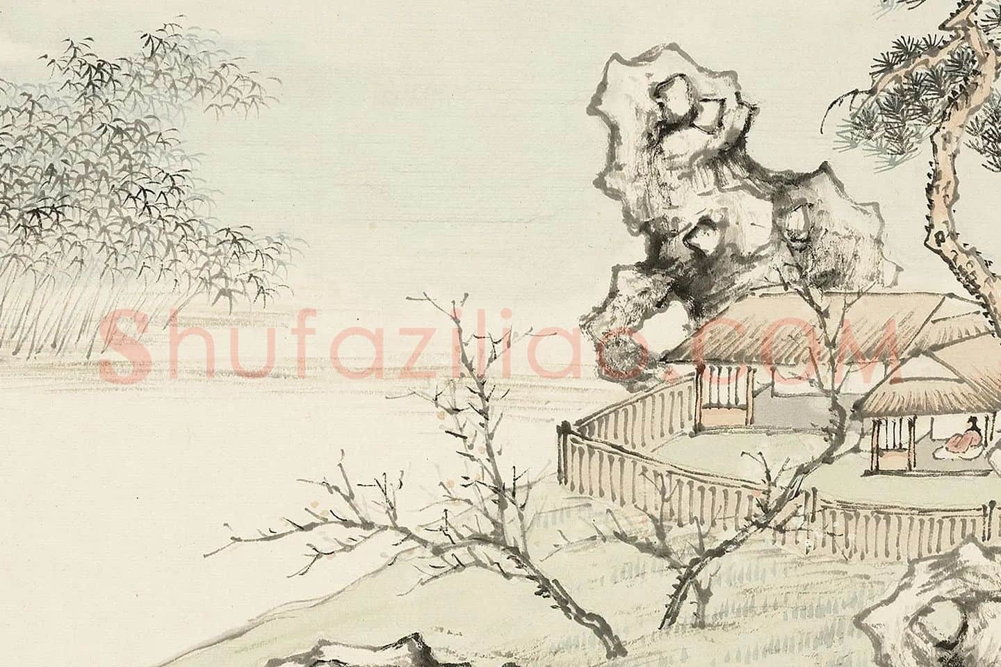顾沄山水《小灵鹫山馆第二图》局部 (2)