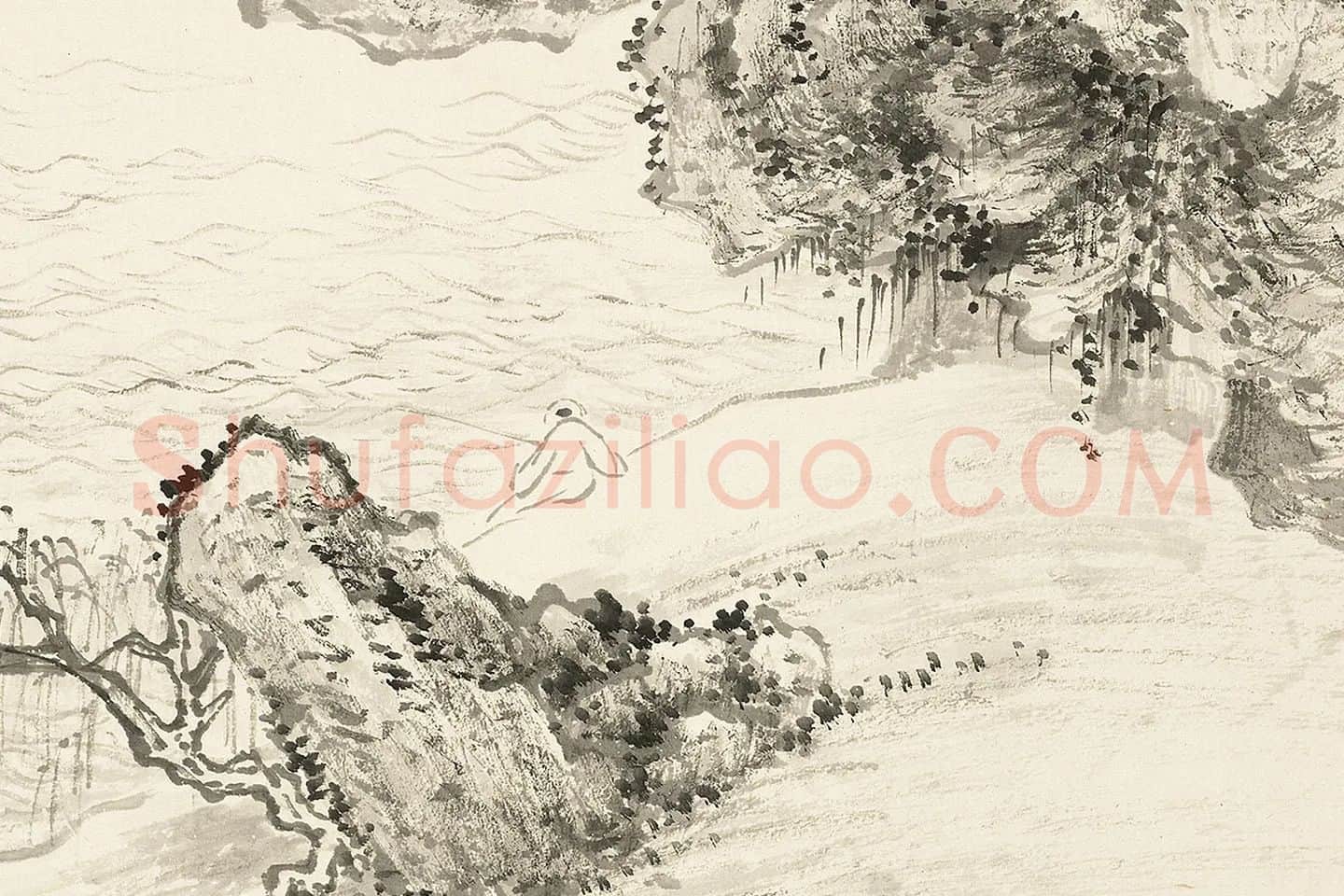 顾沄山水画《独坐图》局部 (1)