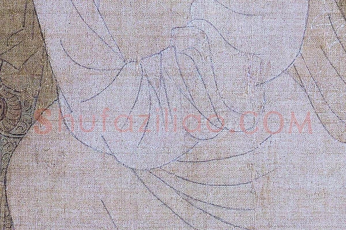 周昉仕女人物画《调琴啜茗图》高清大图局部细节 (6)