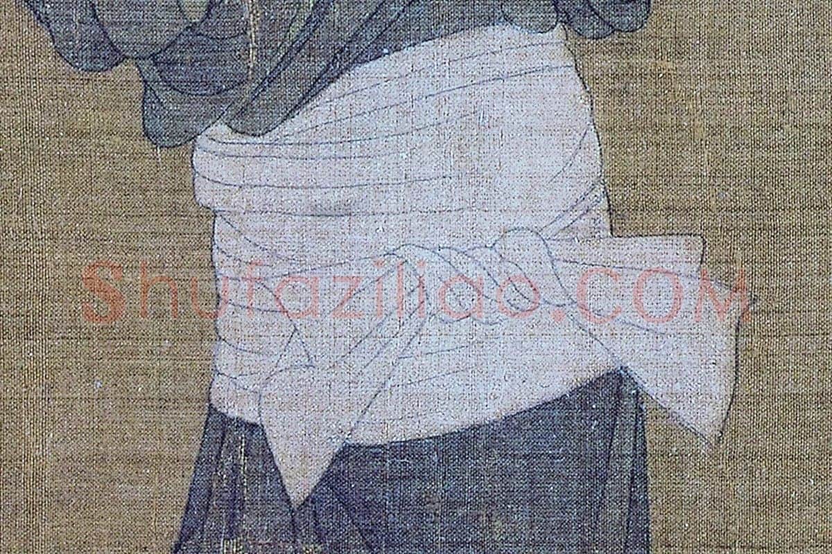 周昉仕女人物画《调琴啜茗图》高清大图局部细节 (8)