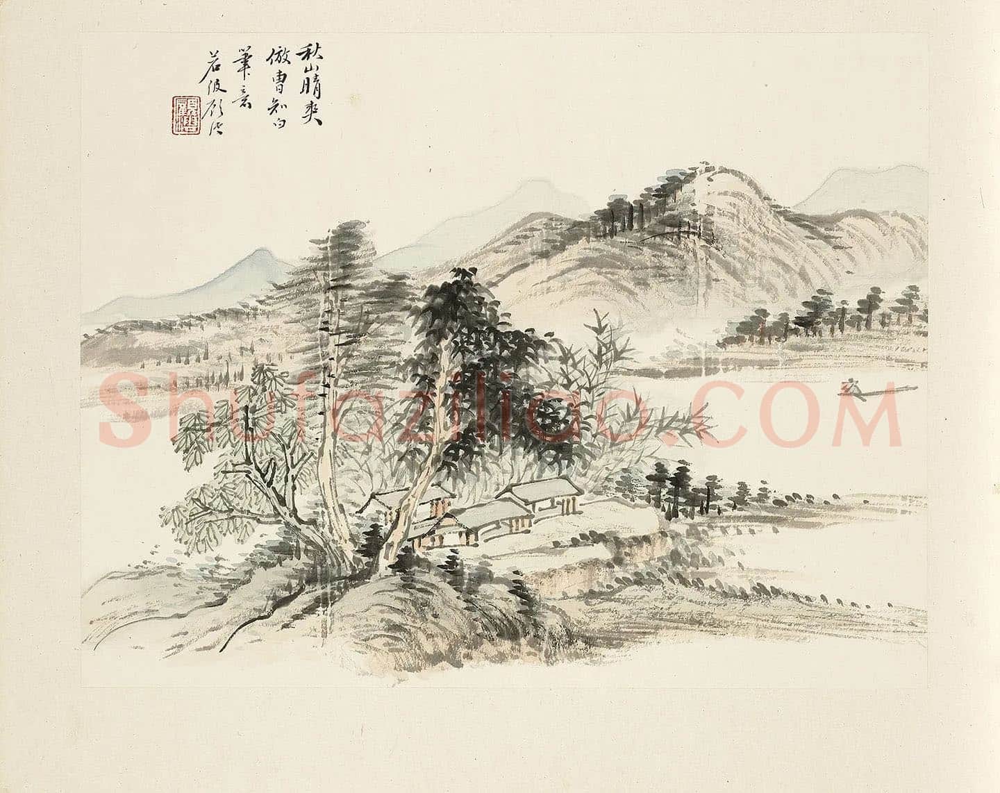 顾沄山水画《秋山晴爽图》页