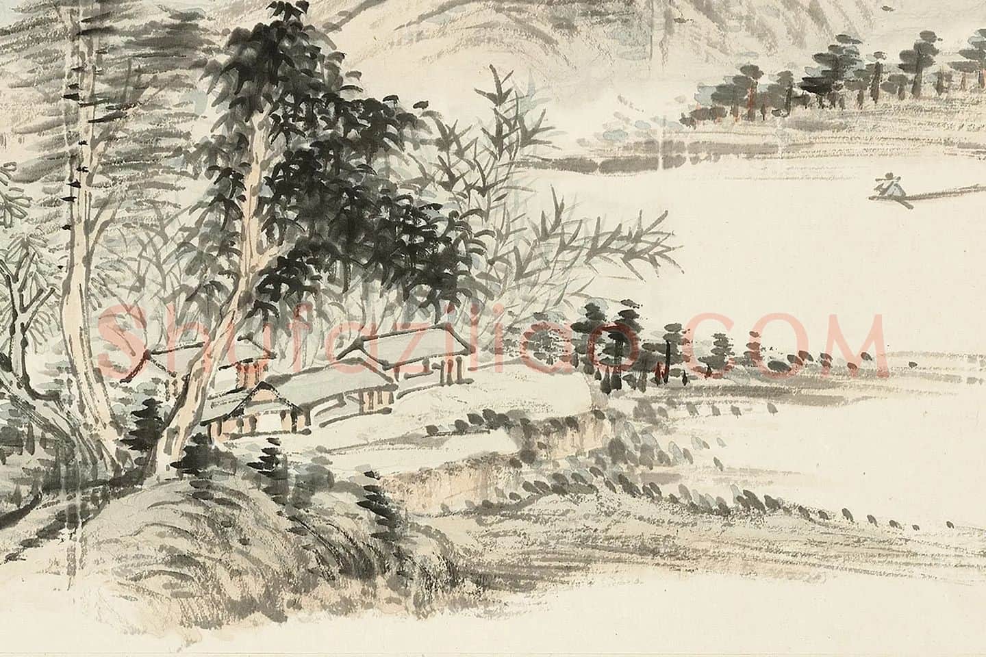 顾沄山水画《秋山晴爽图》局部 (2)