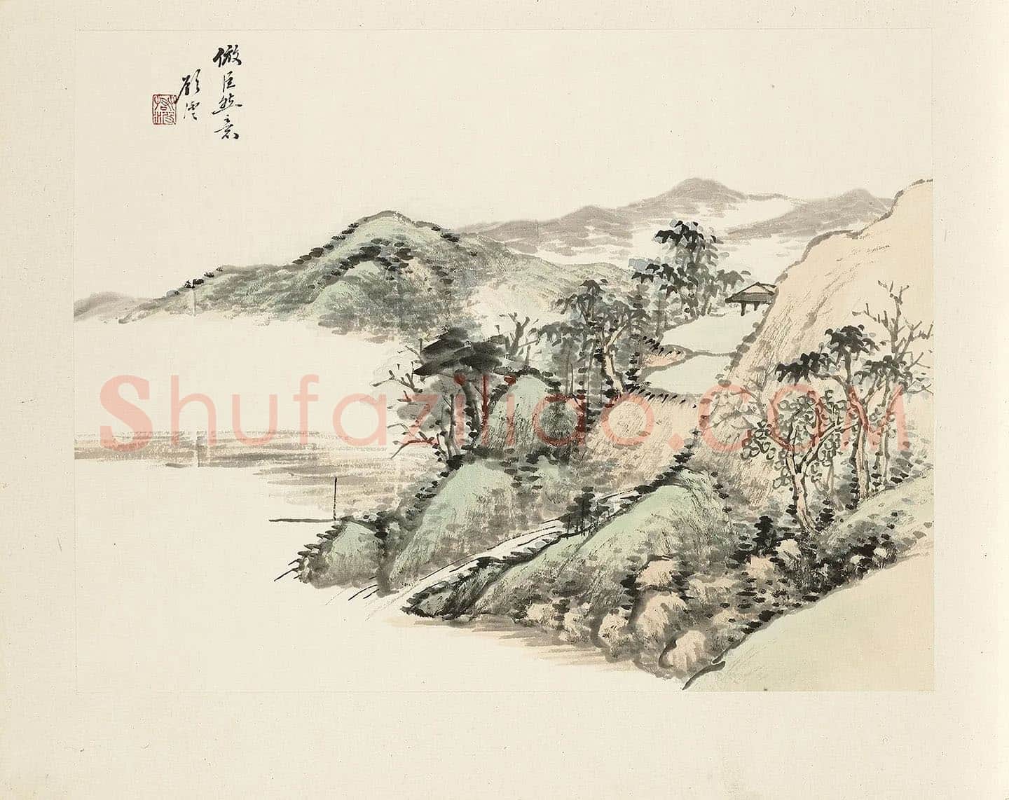 清·顾沄山水《仿巨然意》页