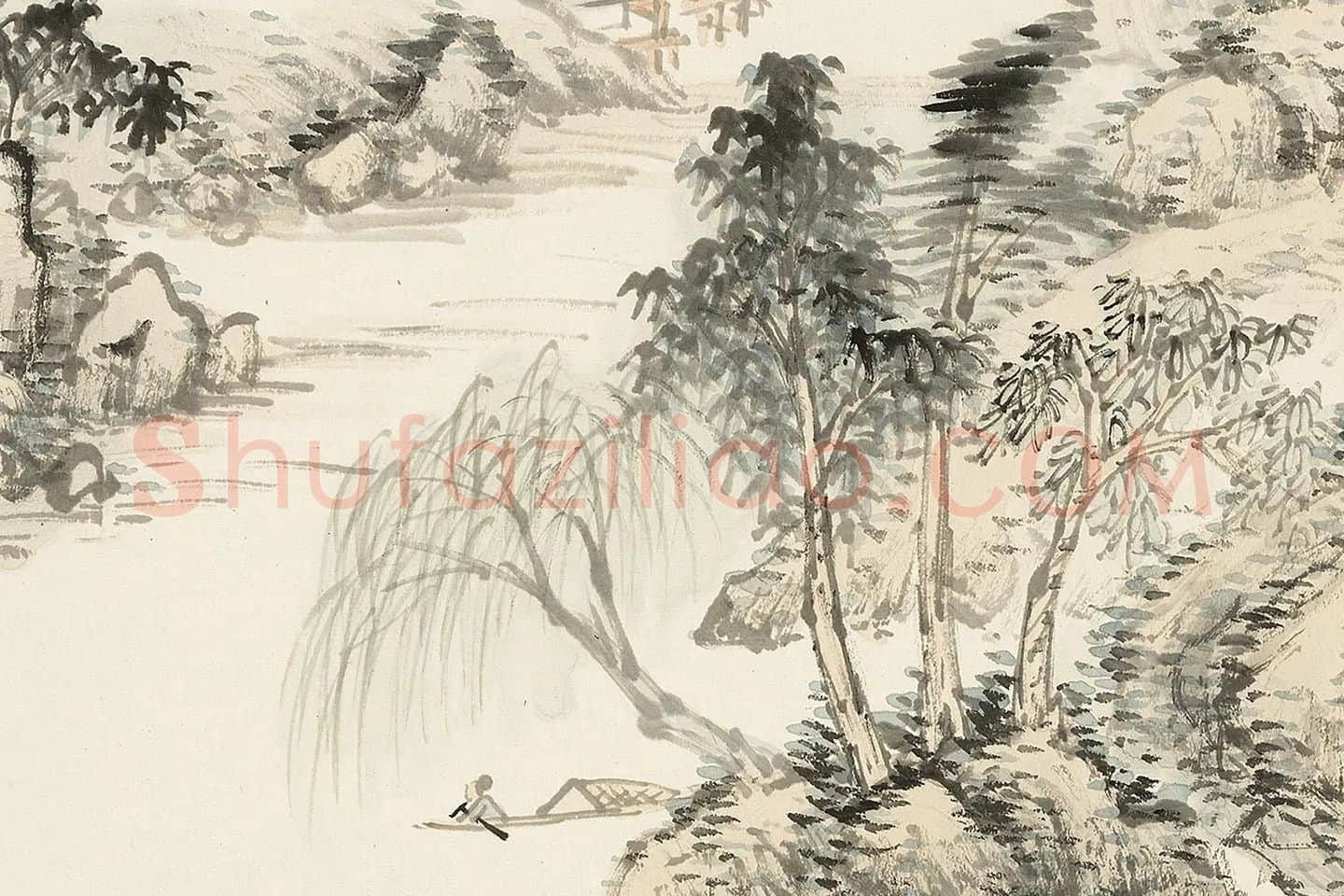 顾沄山水画《仿马琬画意》局部 (2)