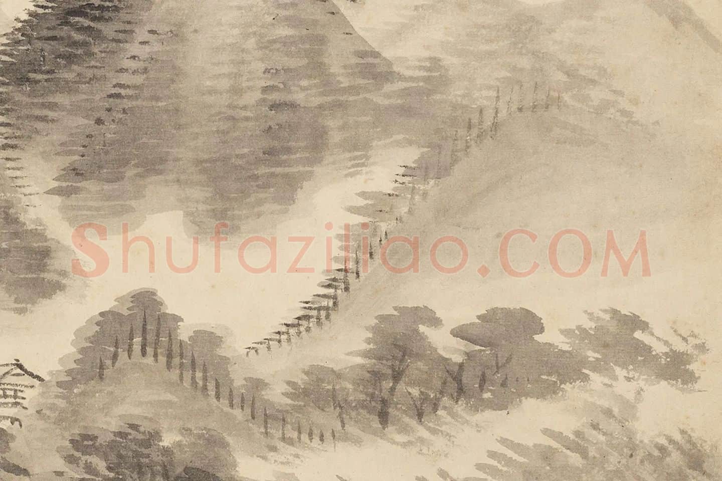 王翚水墨山水《云山图》局部 (2)