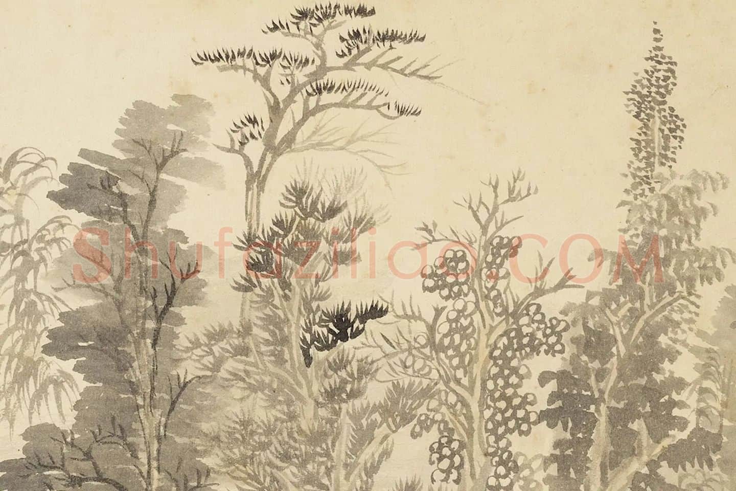 王翚山水《平林野趣图》局部 (1)