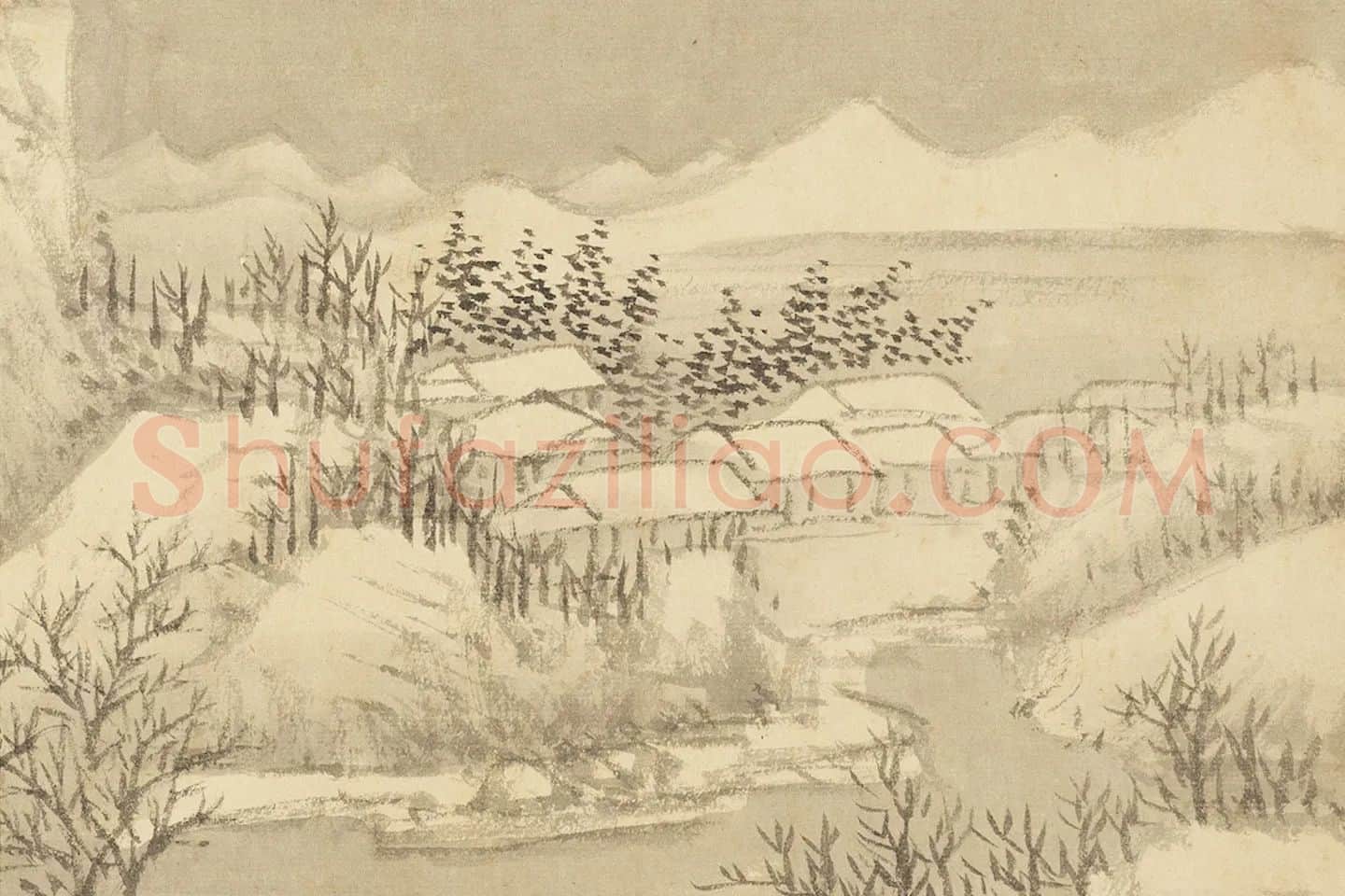 王翚雪景山水《仿李成雪图》局部 (1)