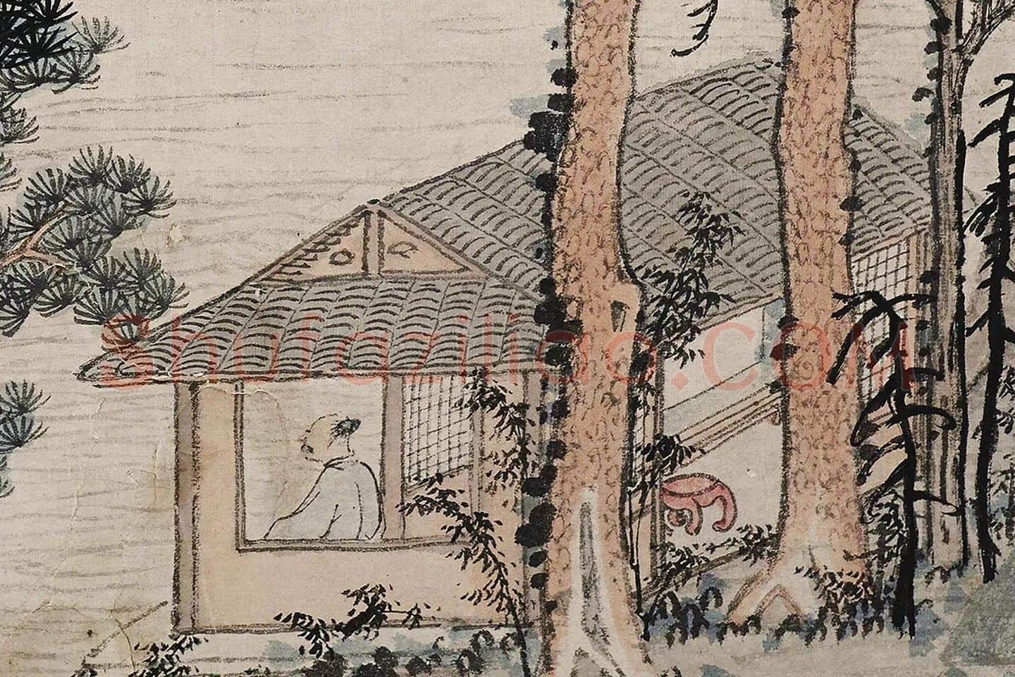 沈周山水《清江幽居图》局部 (1)