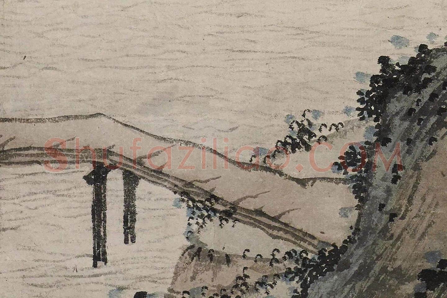 沈周山水《清江幽居图》局部 (2)