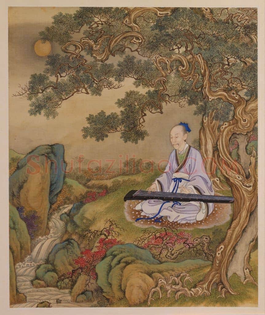 胤禛行乐图册•松涧鼓琴页 | 故宫绘画藏品