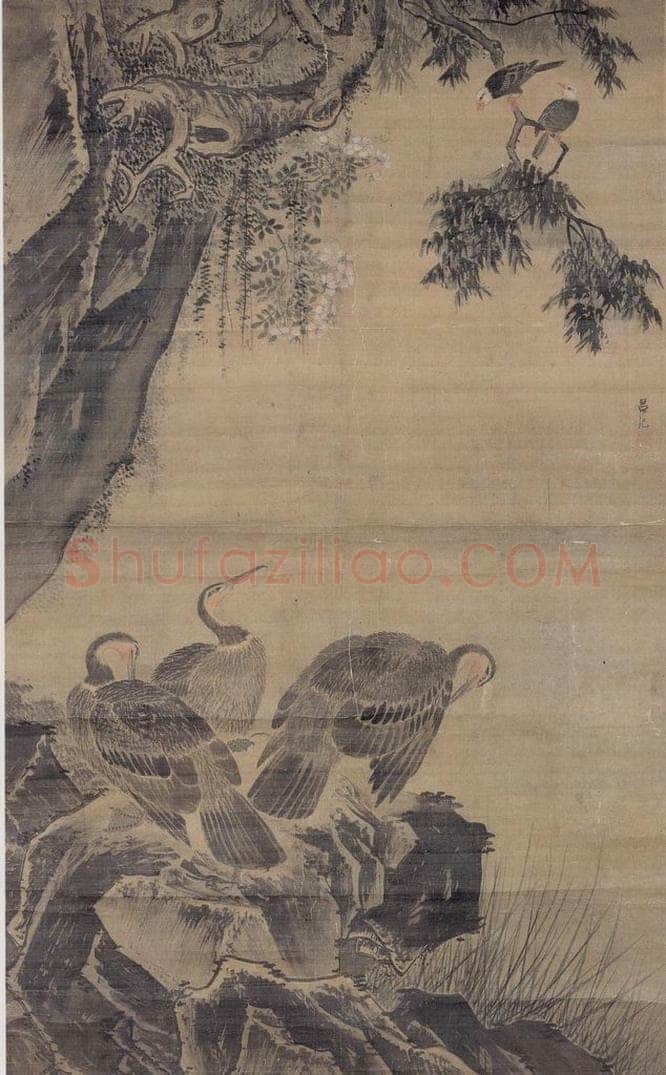 明 吕纪 三鸶图 书画作品