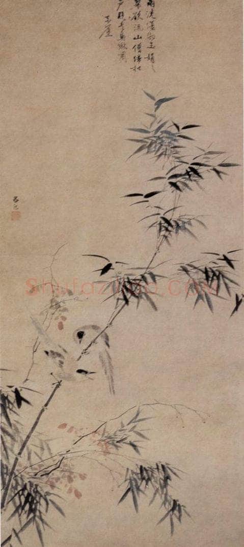 明 吕纪 竹石花鸟图 书画作品