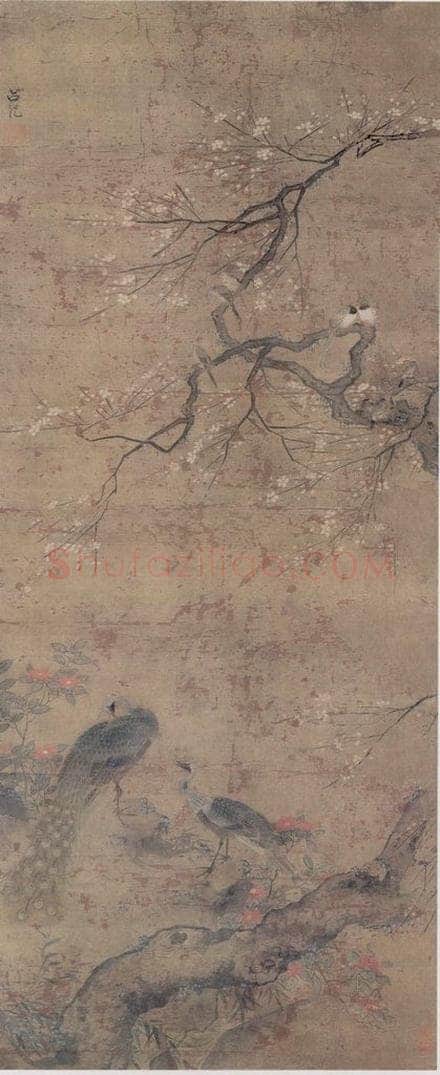 明 吕纪 白梅孔雀图 书画作品