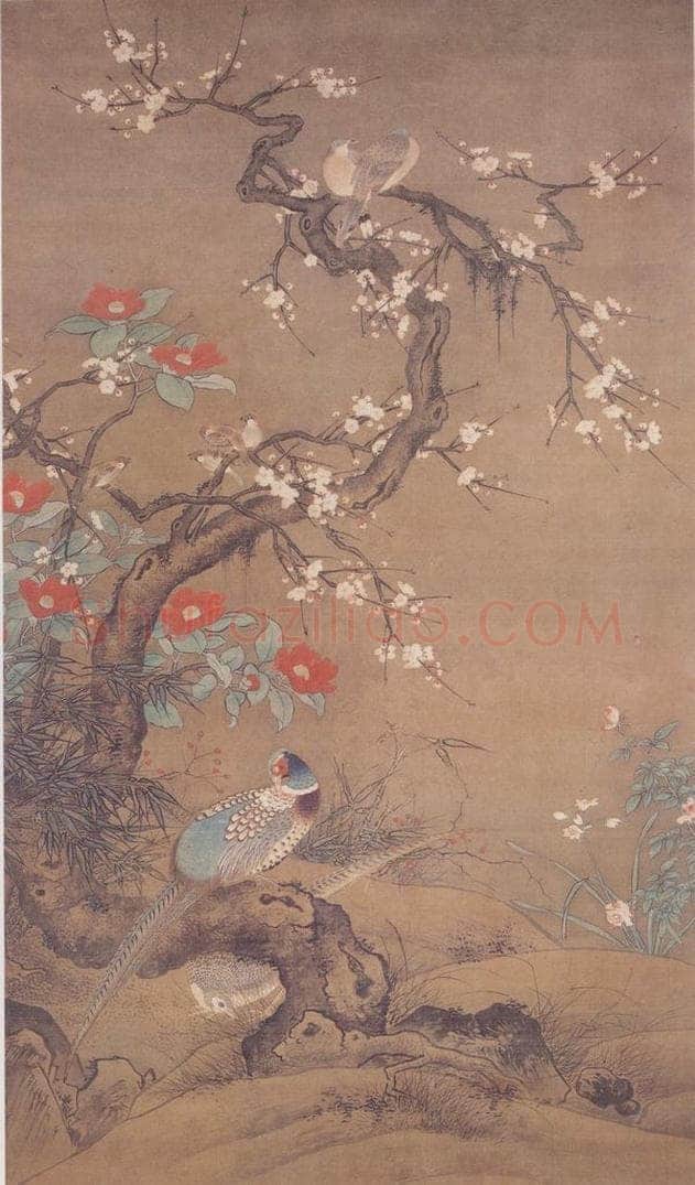 明 吕纪 山茶锦鸡图 书画作品