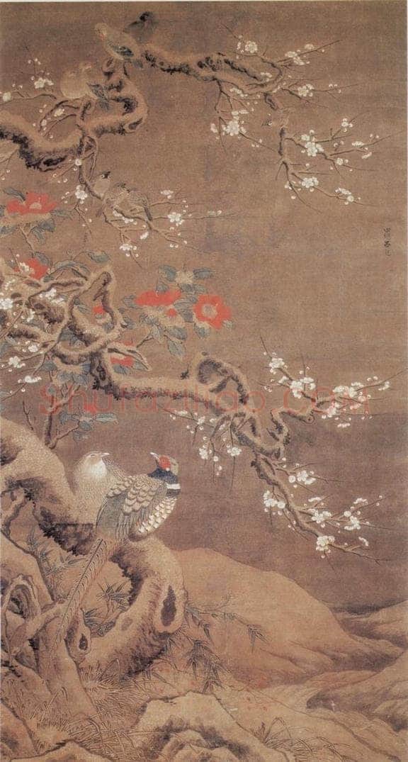 明 吕纪 梅竹山禽图 书画作品
