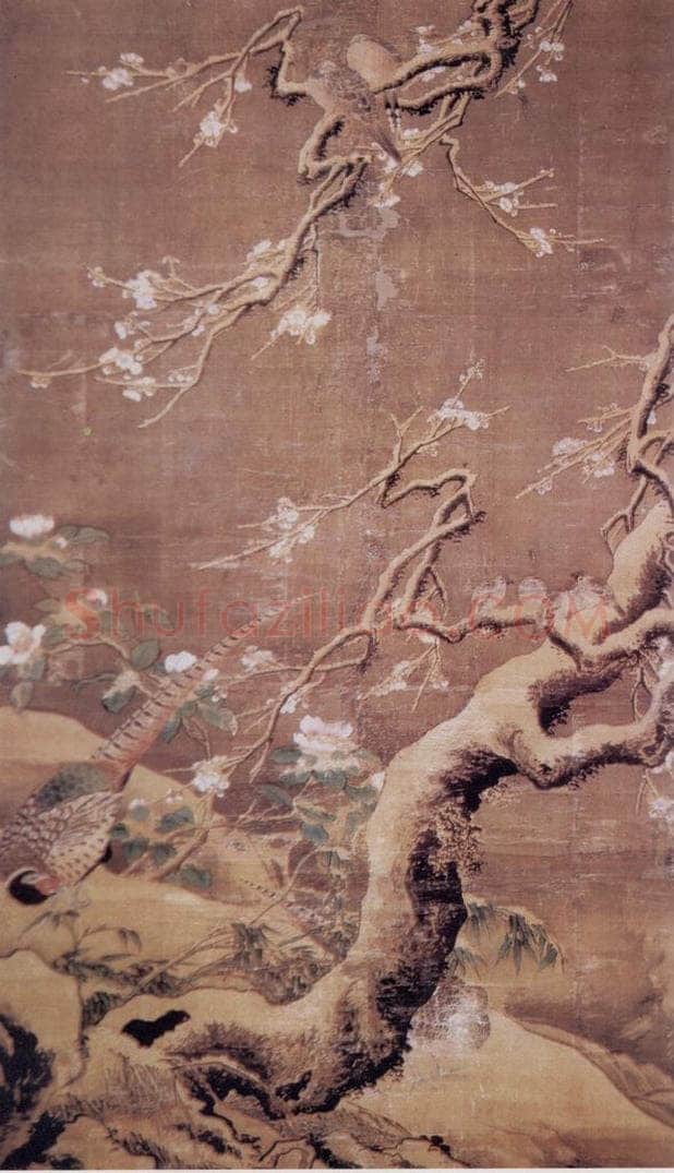 明 吕纪 雪梅锦鸡图 书画作品