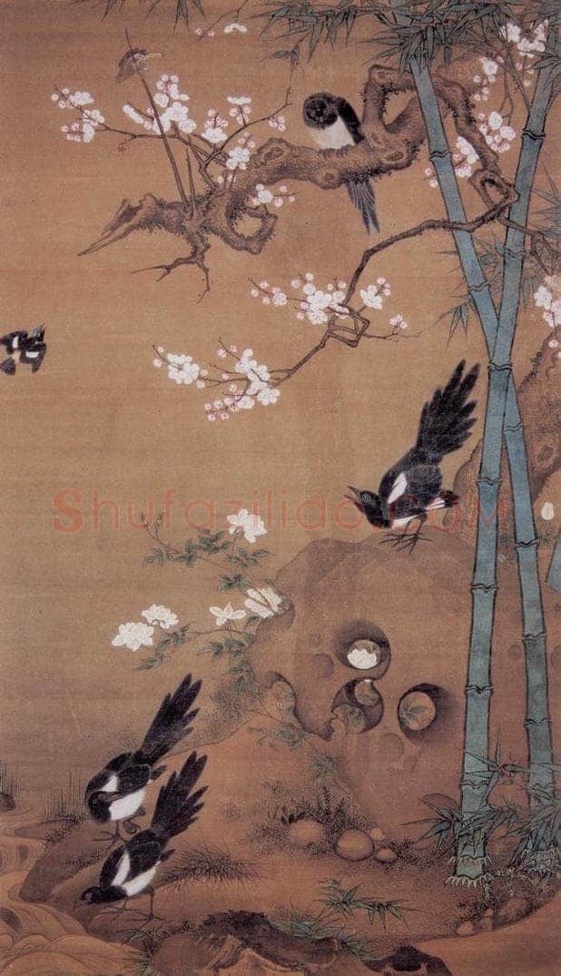 明 吕纪 梅花四喜图 书画作品
