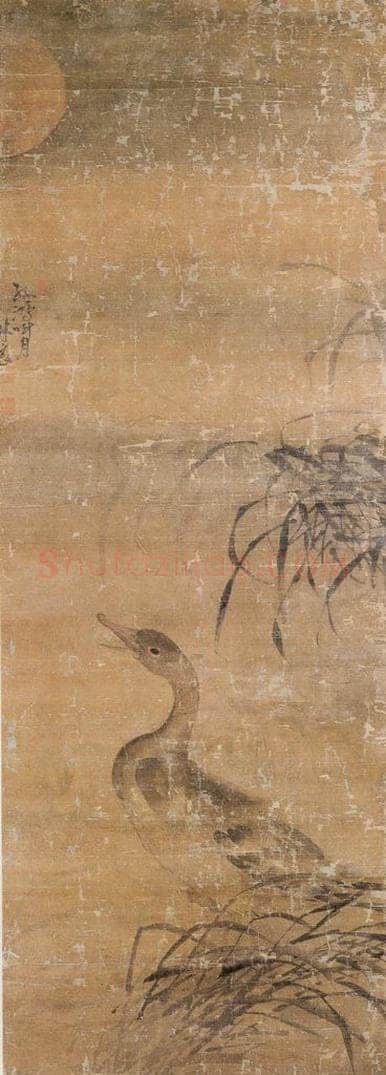 明 林良 孤鸿叫月图 书画作品