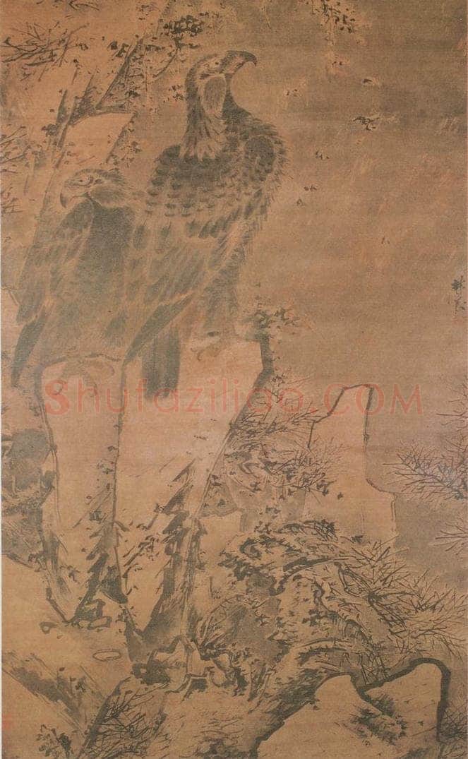 明 林良 双鹰图 书画作品