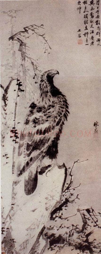 明 林良 古木苍鹰图 书画作品