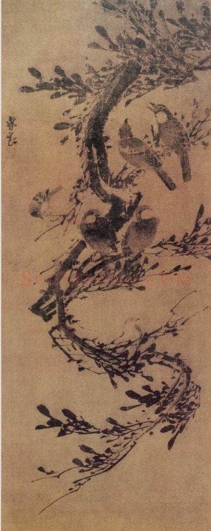 明 林良 白头翁图 书画作品