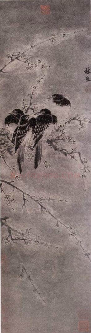 明 林良 雪梅四喜图 书画作品