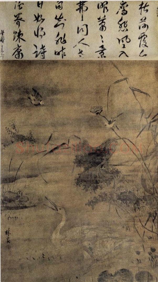 明 林良 花鸟屏(之二) 书画作品