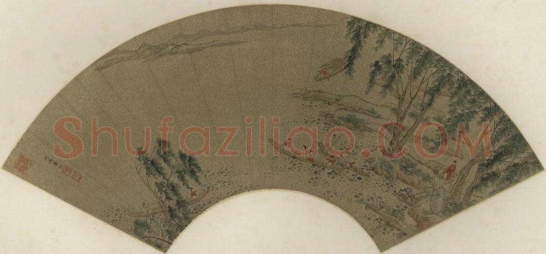 明 仇英 《采莲图》 书画作品