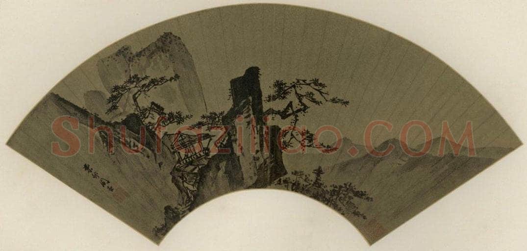 明 周臣 《松风高阁》 书画作品