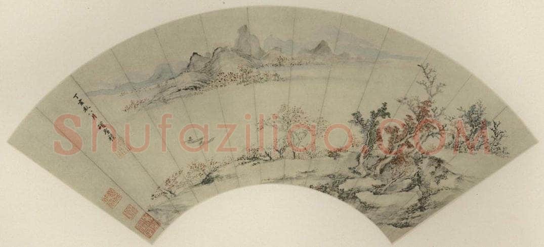 明 项圣谟 《春江渔艇》 书画作品