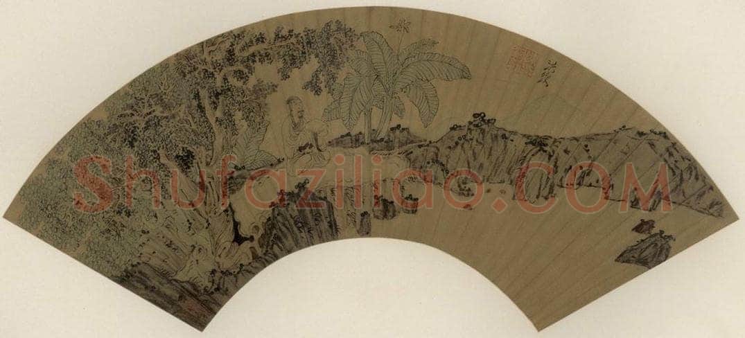 明 陈洪绶 《蕉阴读书》 书画作品