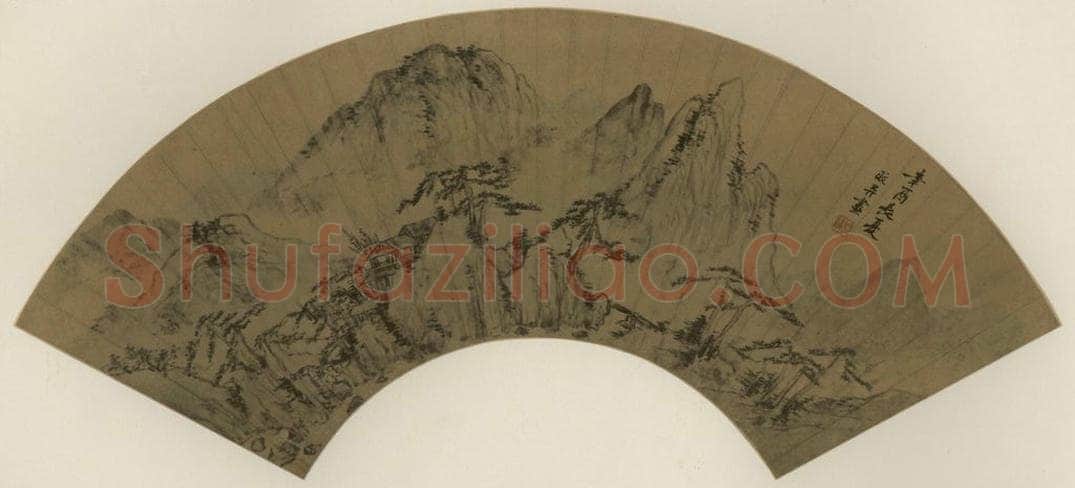 清 郑旼 《松阁云峰》 书画作品