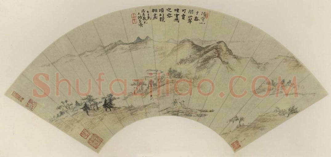 清 道济 《萧寺烟岚》 书画作品