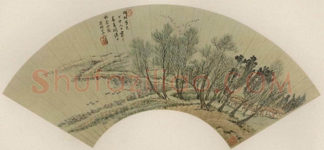 清 王翚 《湖村暮色》 书画作品
