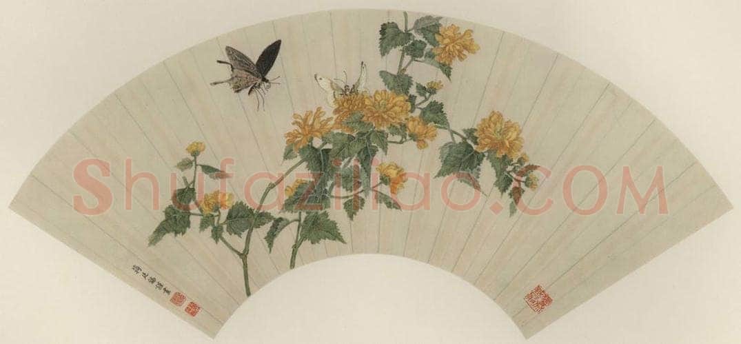 清 蒋廷锡 《秋花蛱蝶》 书画作品