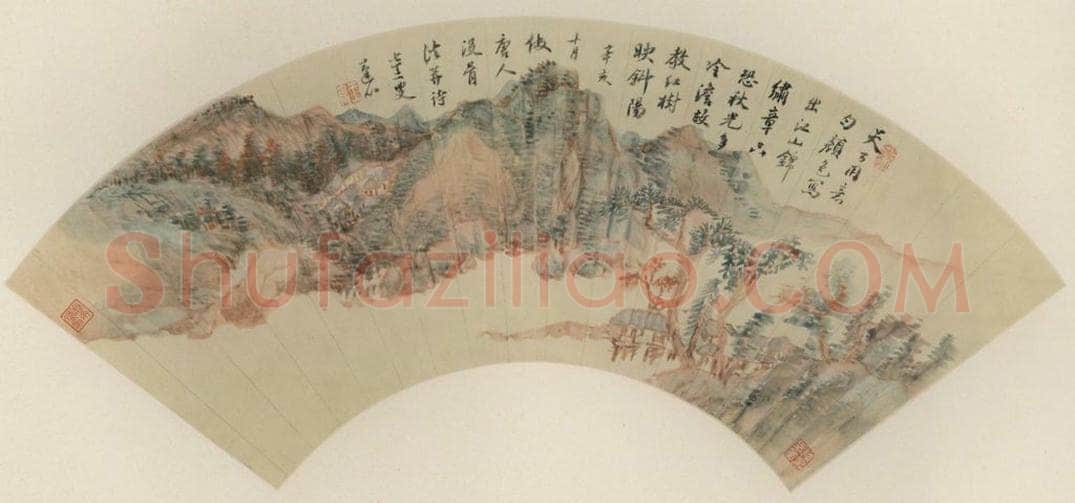 清 王宸 《秋山红树》 书画作品