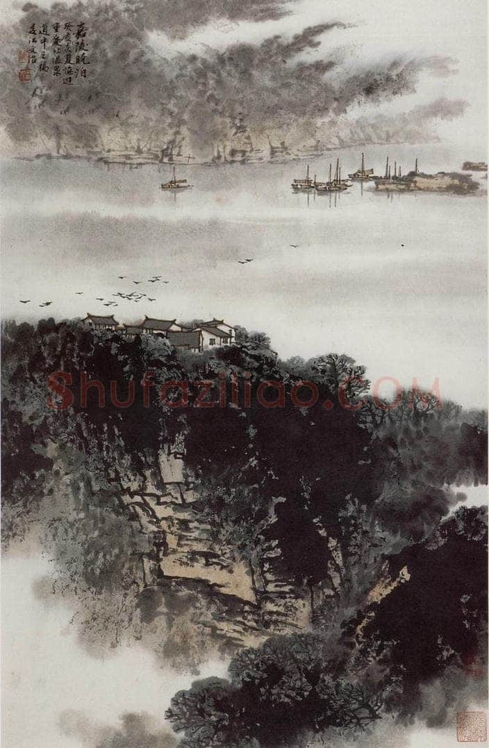1983年 宋文治 《嘉陵晓泊》 书画作品