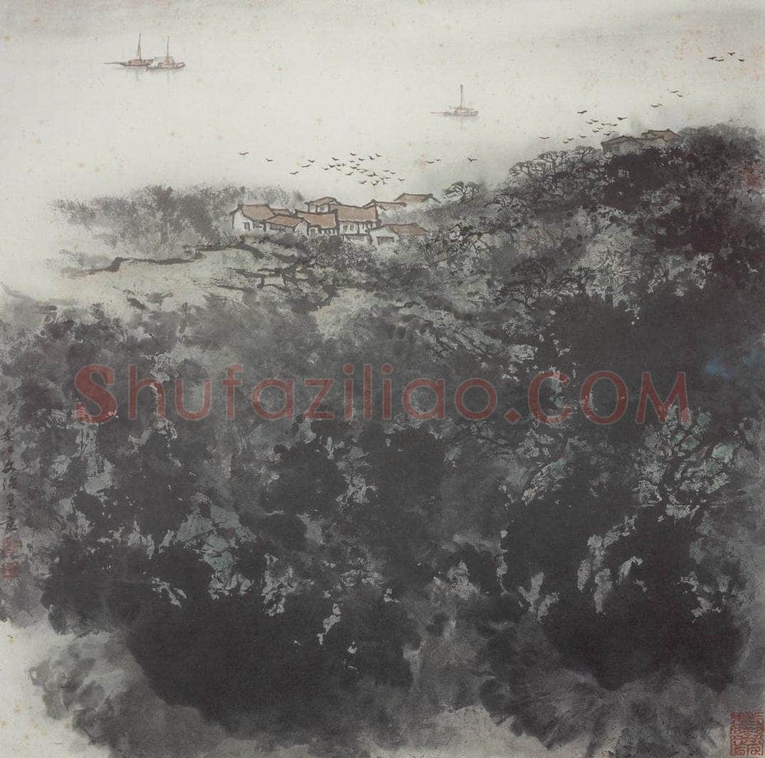 80年代 宋文治 《嘉陵江上》 书画作品