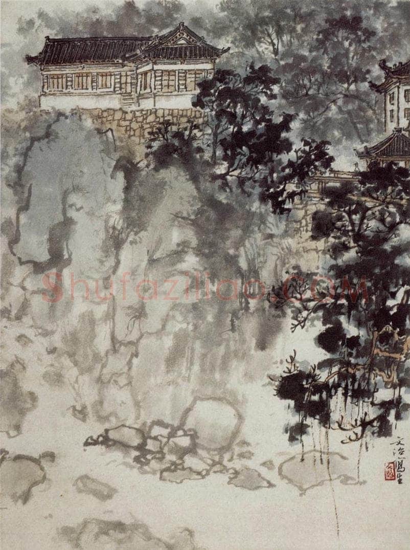 60年代 宋文治 《桃花溪上》 书画作品