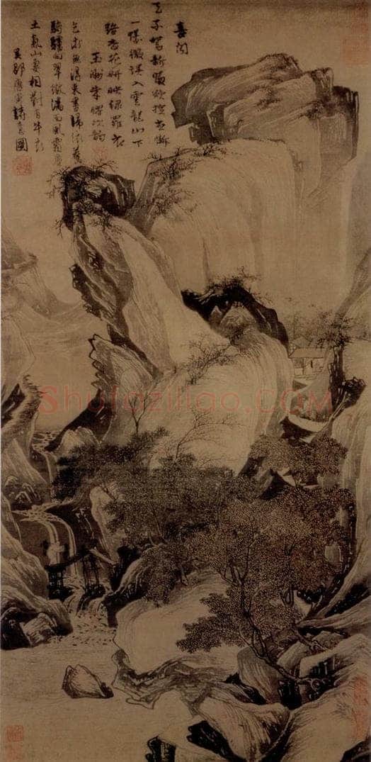 明 唐寅 《骑驴归思图》 书画作品