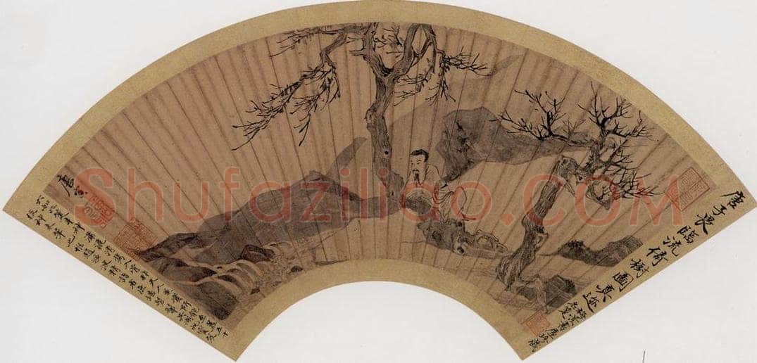明 唐寅 《临流倚树图》 书画作品
