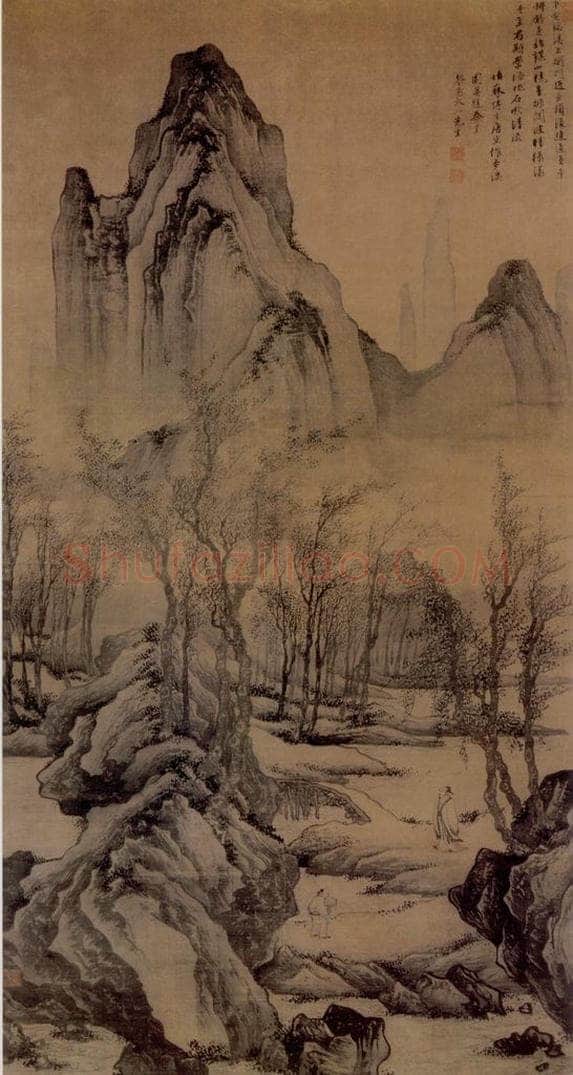 明 唐寅 《步溪图》 书画作品