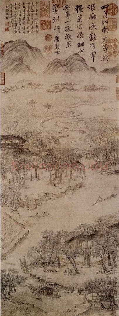 明 唐寅 《江南农事图》 书画作品